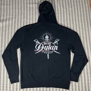Bob Dylan and  His Band Full Zip Up Black Hoodie Men’s Sz XL New